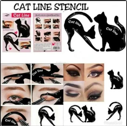 2 pcs Smokey Eyeshadow Template Plate Professional Multifunction Black Cat Shape Eye liner & Eye Shadow Guide Template 12 in 1 Cat Eyeliner Stencil