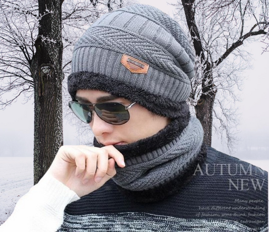 Pack Of 2 Winter Beanie Hat and Scarf Thermal Knit Hat Skull Cap