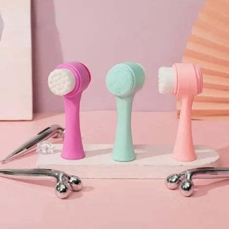 2 in 1 Face Skin Care Tool Set 3D Face Roller For Face Tightening & Lifting Double-sided Face Cleansing Brush For Pore Cleaning Exfoliating Blackhead Removal And Massage Gift For Women