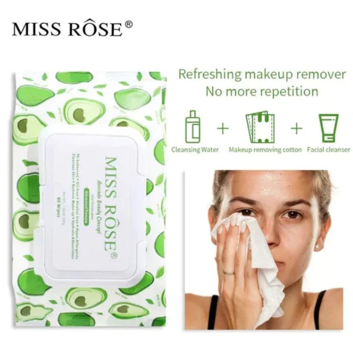 Miss Rose Avocado MakeUp Remover Wipes 80/pcs 200g 7505-022M
