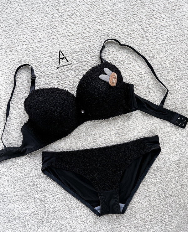 New High Quality Sexy Cute Soft Plush Design Bra & Panty Set E991