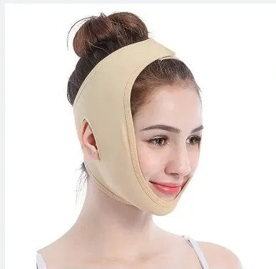 Double Chin Breathable Face Lifting Belt v shape Face Slimming Belt for Women Anti Double Chin Belts Ultra-thin Strap Band Anti Wrinkle Mask for Women(Beige -LARGE)