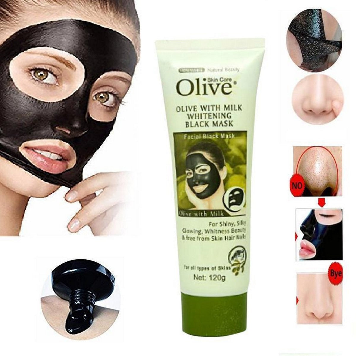 Olive with Milk Whitening Facial Black Charcoal Mask Blackhead Removal