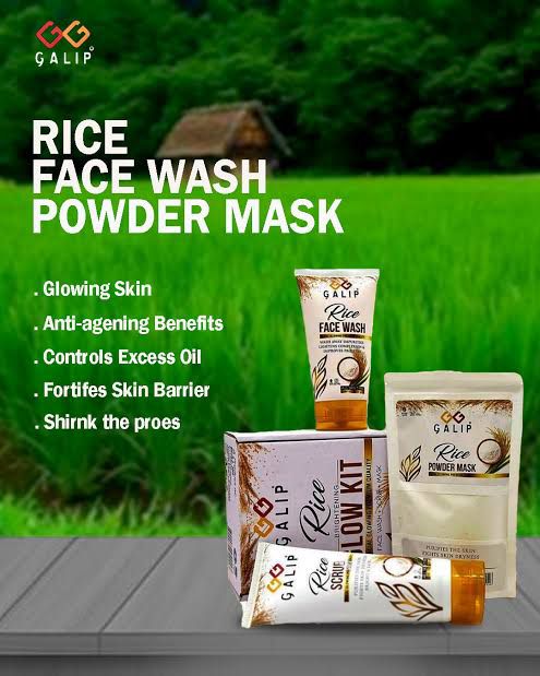 Galip Rice Brighting Glow Kit 3in1 Face Wash + Scrub + Mask