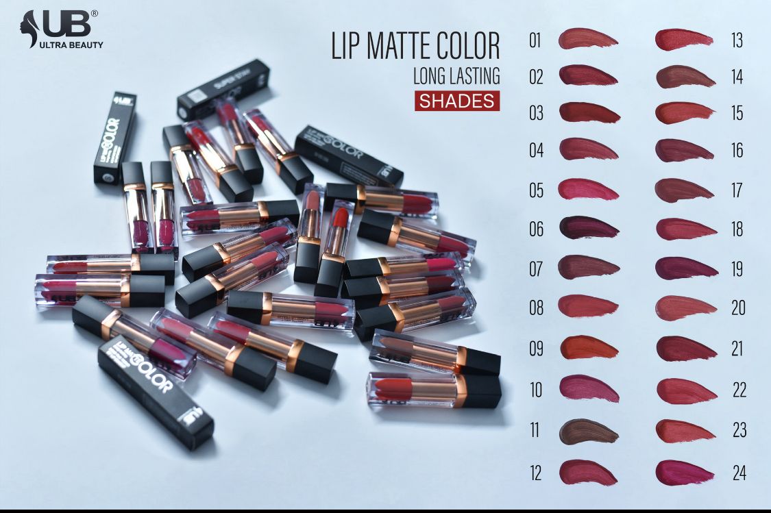 Ultra Beauty 24H Matte Gloss offers waterproof, all-day wear with a bold matte finish. Available in 24 vibrant, lightweight