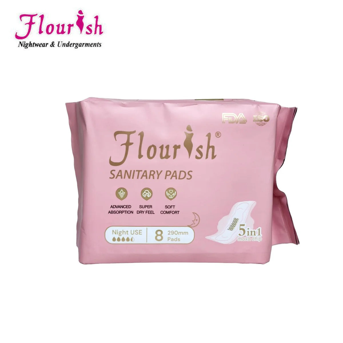 FLOURISH 290mm WINGLESS DAILY USE SANITARY PADS FOR GIRLS & WOMEN 8 PCS
