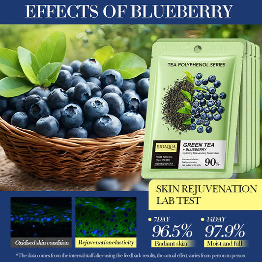 Bioaqua 1 Pc Green Tea + Blueberry Facial Mask Nourishing Moisturizing Brightening Sheet Mask