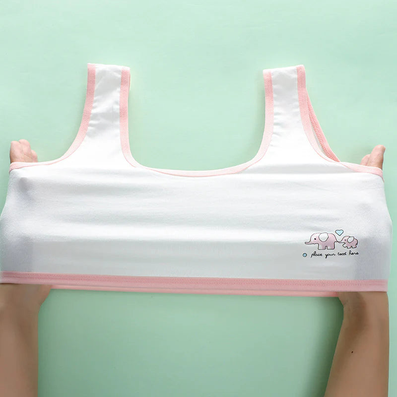 Pack Of 3 Teenage Cotton Bra Vest For Girls Non Padded Cartoon Vest Tank (8 to 16 Years)