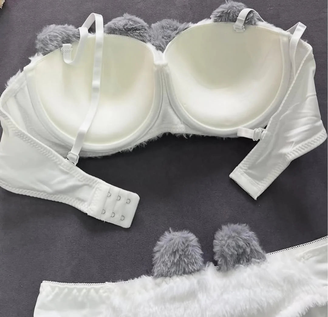 New High Quality Sexy Cute Kitty Anime Soft Plush Design Bra & Panty Set E05