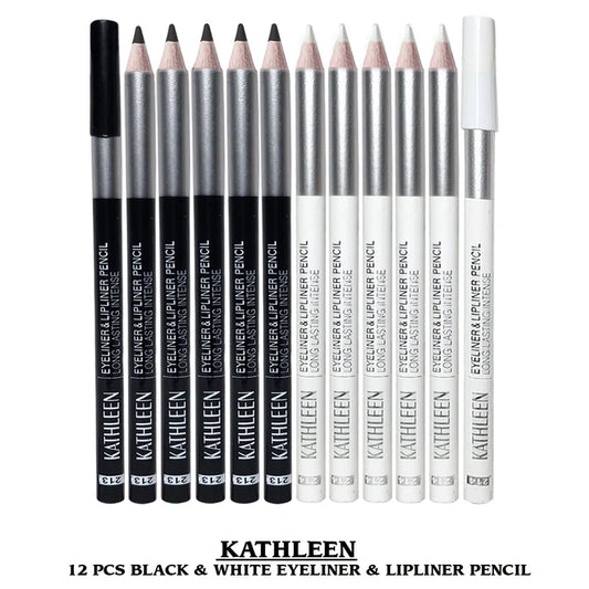 Kathleen 06 pcs Balck And White Eye liner Pencil