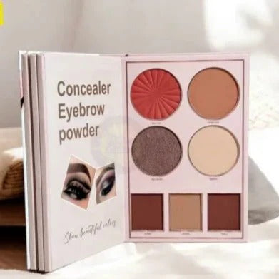 Mocallure Cosmetic Makeup 4in1 Eyeshadow Highlighter Blusher Concealer Makeup Book Pink Flower Palette