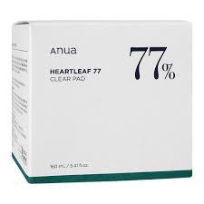Anua Heartleaf 77% Clear Pad, a skincare product designed to exfoliate and hydrate the skin.