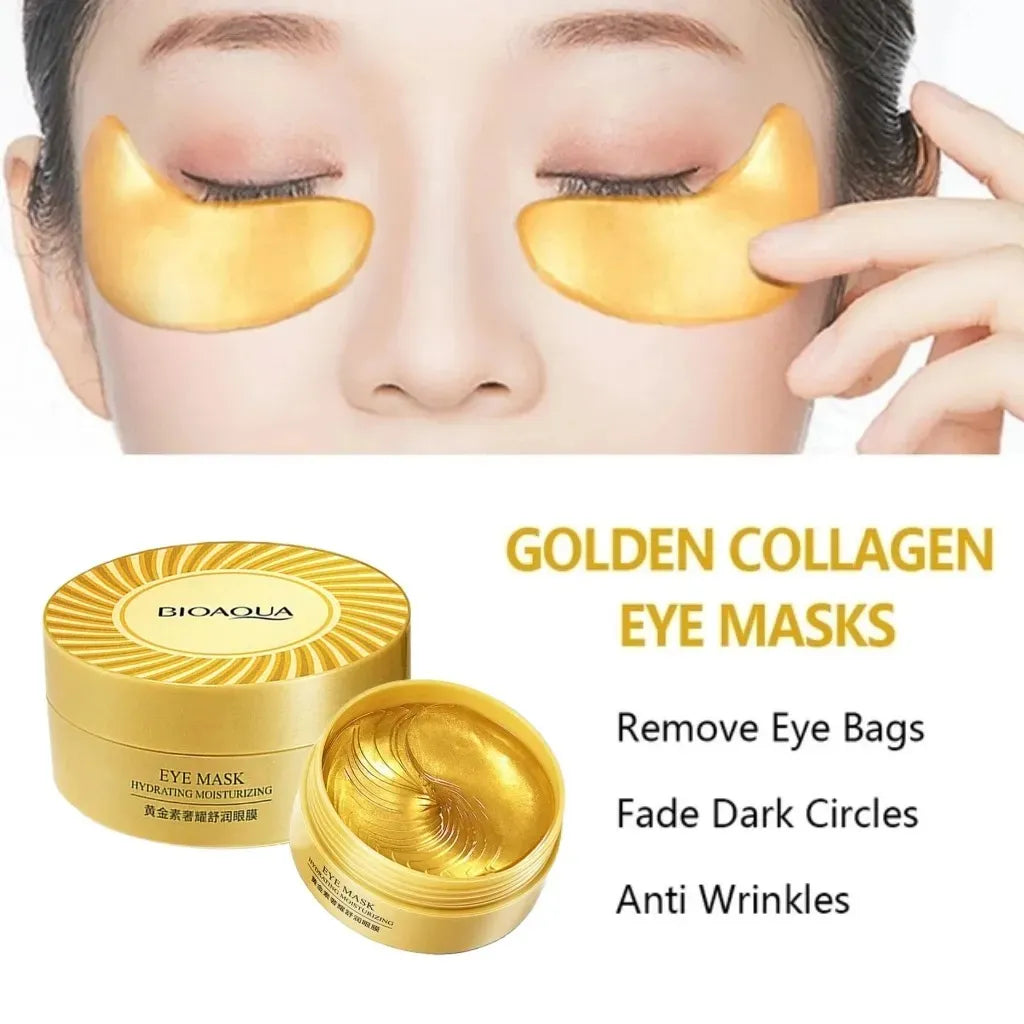 Bioaqua Gold Hydrating Moisturizing Eye Mask For Dark Circles Eye Patches 60 Patches, 80g