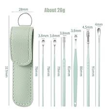 6 Pcs Ear Pick Earwax Removal Kit, Cleansing Tool Set, Curette Cleaner, 360degree Spiral Design Canal Cleaner Stainless Steel,with a Storage Box Portable Kit (Yellow), 11.7x2.8x2cm