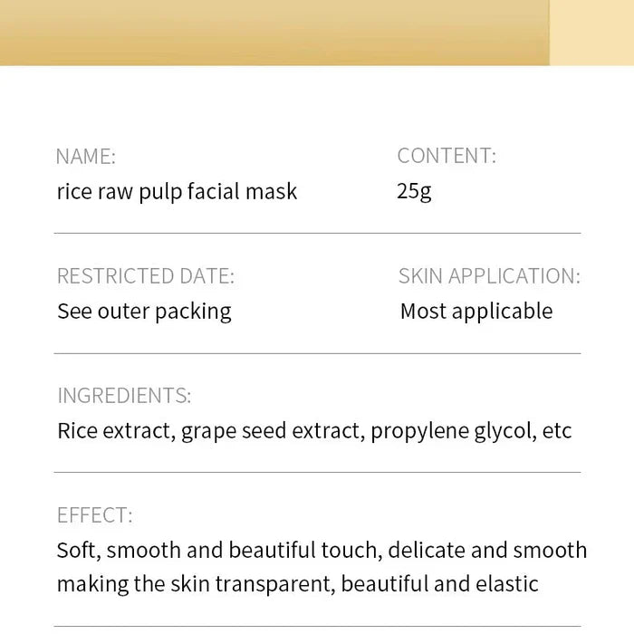 BIOAQUA 1 Pc Rice Raw Pulp Moisturizing Face Mask Sheet
