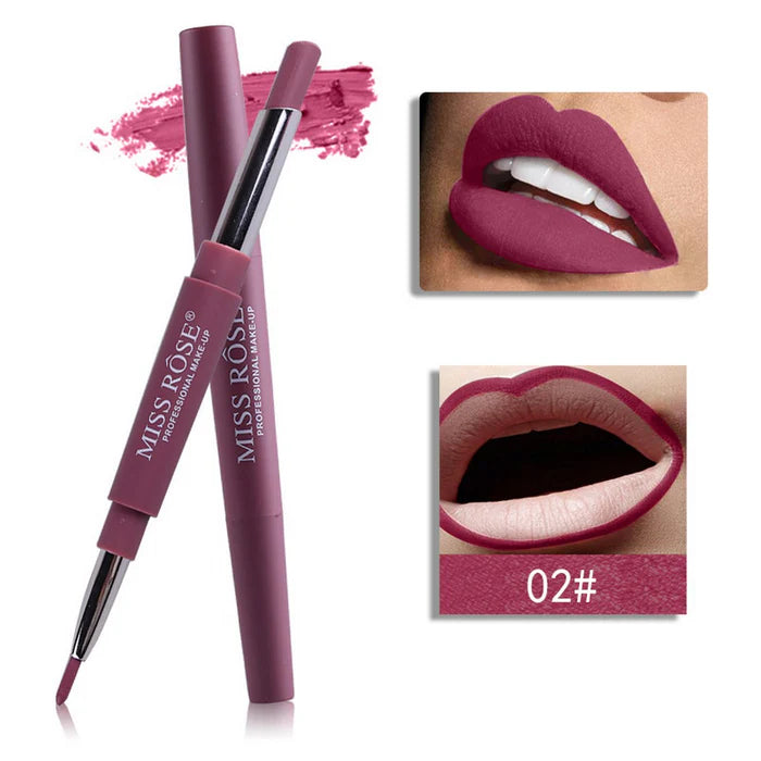 MISS ROSE High Pigment 2 In 1 Lip Liner + Lipstick