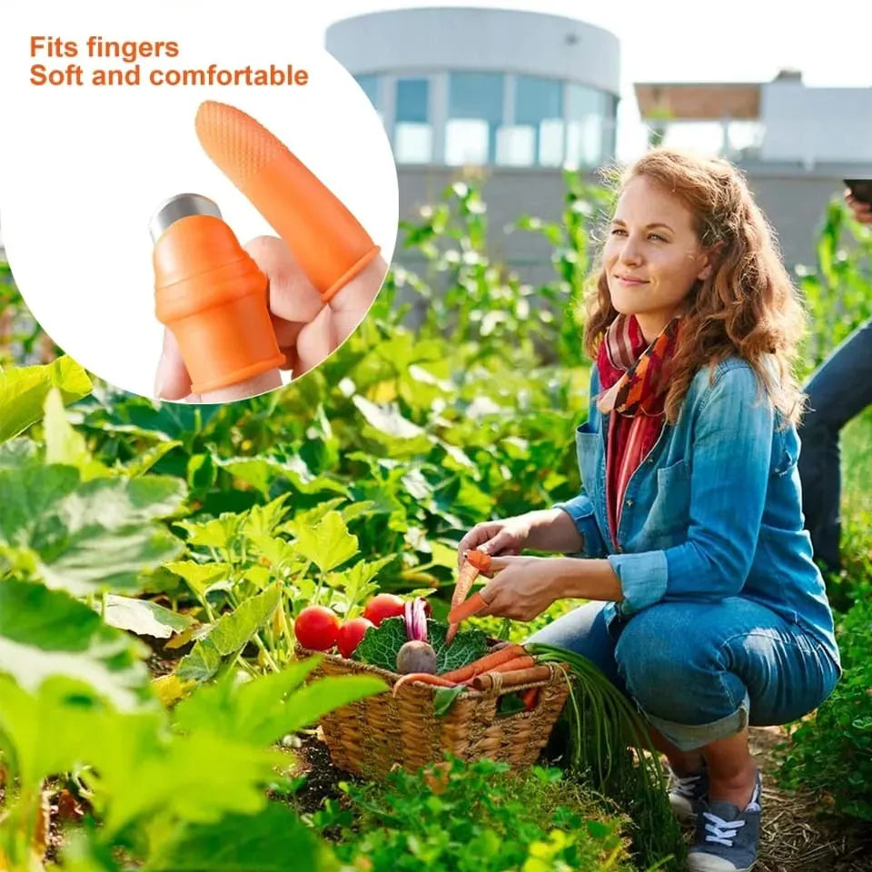 Multi-Purpose Silicone Thumb Knife Finger Protector Vegetable Harvesting Knife Plant Blade Scissors Cutting Rings Garden Gloves