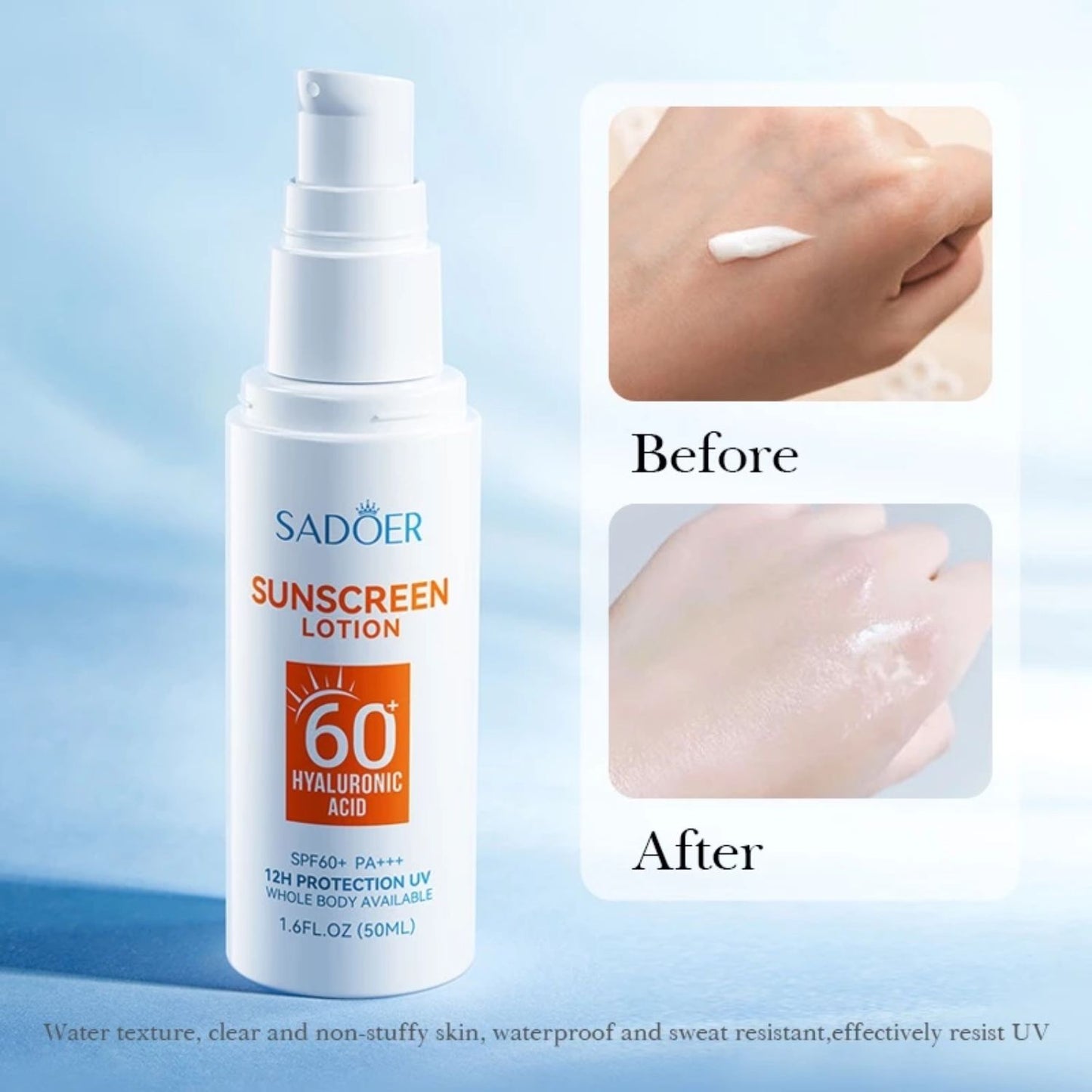 Sadoer 60spf Hyaluronic Acid Sunscreen Lotion 50ml