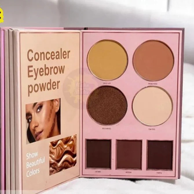 Mocallure Cosmetic Makeup 4in1 Eyeshadow Highlighter Blusher Concealer Makeup Book Pink Flower Palette