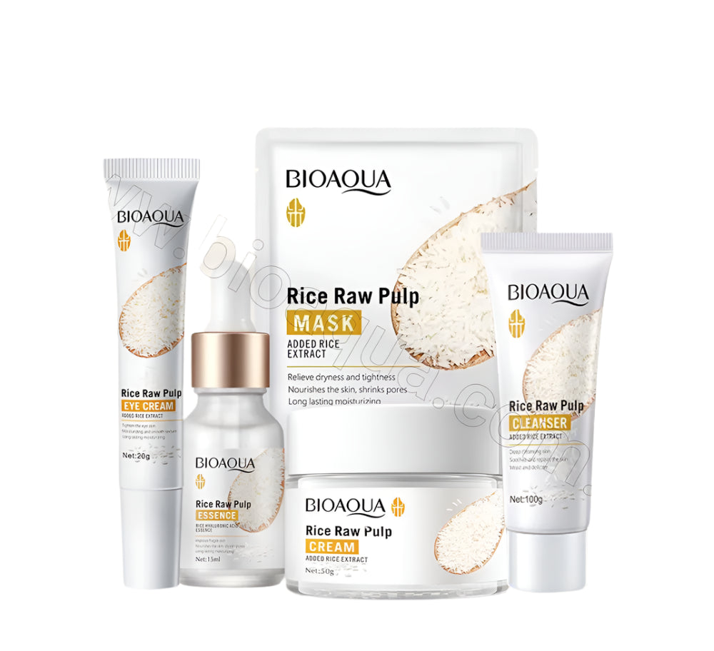 BIOAQUA Pack of 5Glow & Glowing Rice Skincare Series.(BQY93752,BQY80535,BQY83895,BQY83840,BQY79706)