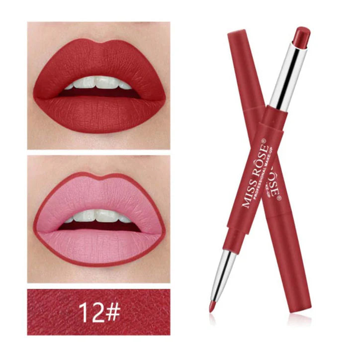 MISS ROSE High Pigment 2 In 1 Lip Liner + Lipstick