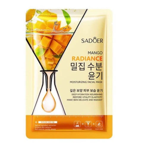 SADOER 1 Pc Mango Radiance Fruit Face Mask for Facial Moisturizing Brightening Firming Hydrating Facial Sheet Mask