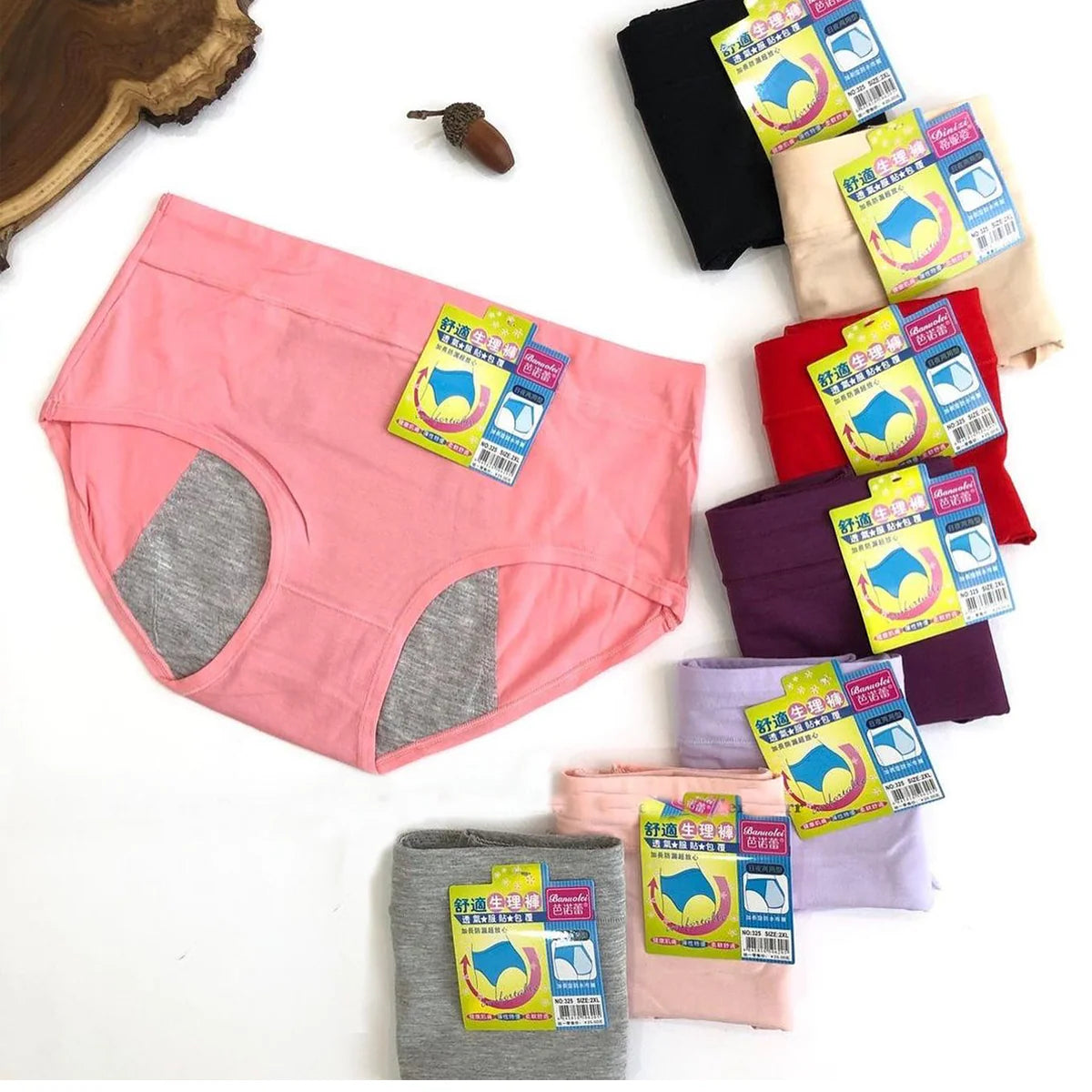 Pack Of 3 - Seamless Mid Waist Anti-Leak Menstrual Period, Leak-Proof Panties