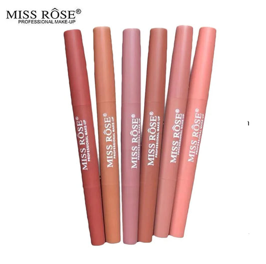 Miss rose 2 In 1 Lip Liner + Lipstick(Pack of 6) Nude.