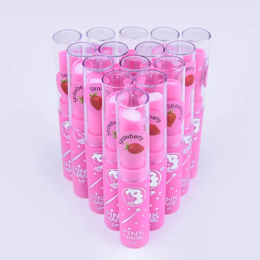 New long lasting strawberry flavor fruit juice vitamin C changeable color lipsticks pink magic lipstick