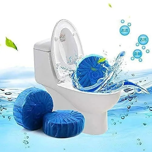 10 Pcs Bleach Toilet Bowl Cleaning Tablets- Automatic Toilet Bowl Clean Tablets Automatic Flush Clean Bathroom Toilet Deodorant Compressed Cleaning Cleaning Tools Auto Toilet Cleaner & Stain Remover (Blue Bubble Block) Washroom tablet , kitchen tablet
