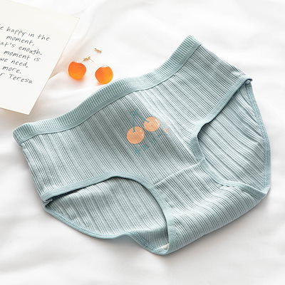 Pack Of 5 Pure Cotton Seamless Girls' Briefs Color Block Cheery Print Briefs, Cute Comfy Breathable Stretchy Underwear For Girls And Women's CS06