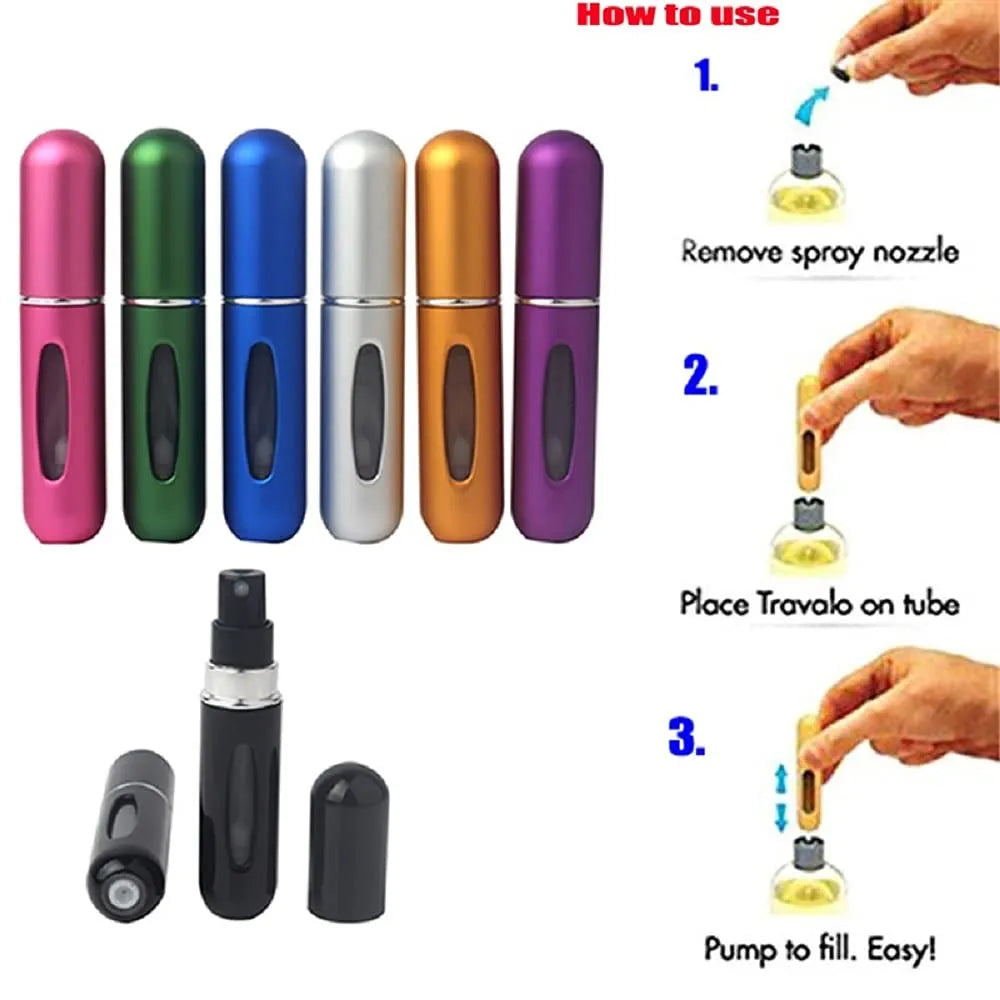 RINDMART 5ml Portable Mini Refillable Perfume Bottle Spray Scent Pump Empty Atomizer Bottle
