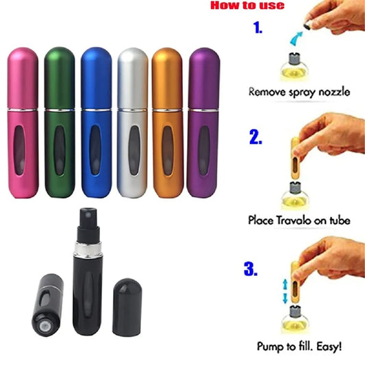RINDMART 5ml Portable Mini Refillable Perfume Bottle Spray Scent Pump Empty Atomizer Bottle
