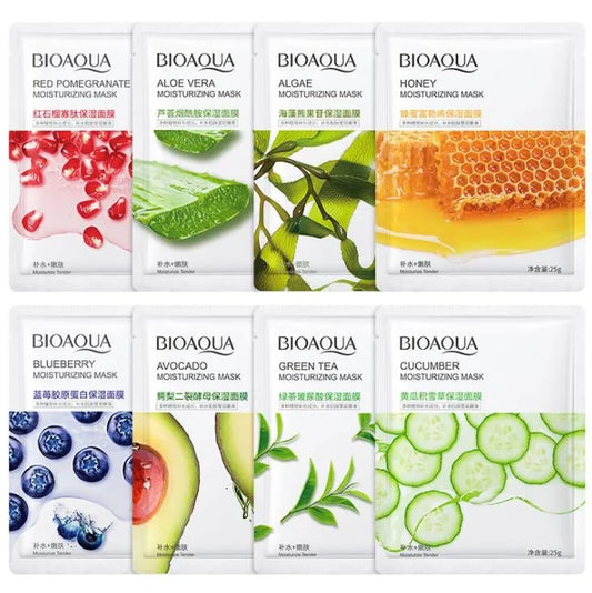Pack of 10 Fruit Plant Extract Moisturizing Brighten Facial Sheet MaskS Hydrating, Radiance Boost, Calming, Skin Care Sheet Masks