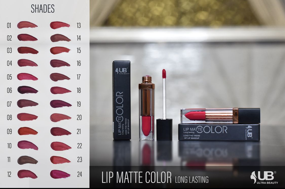 Ultra Beauty  24H Matte Gloss offers waterproof, all-day wear with a bold matte finish. Available in 24 vibrant, lightweight