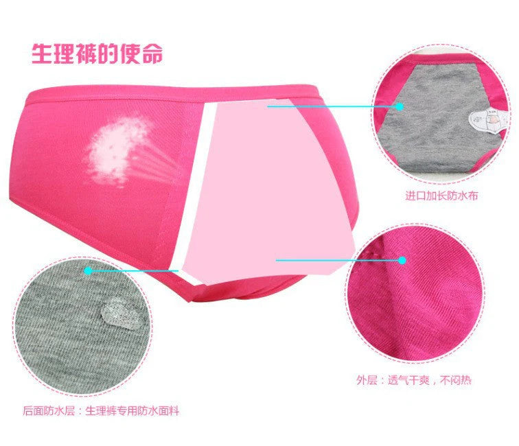Pack Of 3 - Seamless Mid Waist Anti-Leak Menstrual Period, Leak-Proof Panties