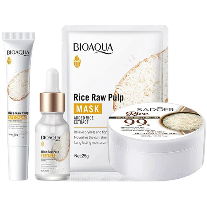 New Rice Pack of 4 deal Eye cream & face mask OR Soothing Gel & Rice serum skin care series