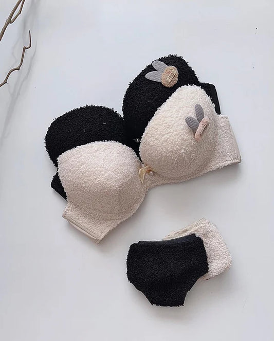 New High Quality Sexy Cute Soft Plush Design Bra & Panty Set E991