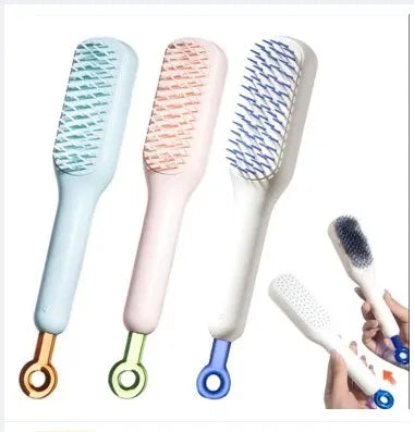 HepaMart Self-Cleaning Anti-Static Hair Brush with Retractable Bristles, Magic One-Click Cleaning, Scalable Rotating Lifting Massage Comb, and Anti-Hair Entangled Features for All Hair Types.