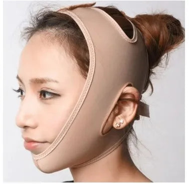Double Chin Breathable Face Lifting Belt v shape Face Slimming Belt for Women Anti Double Chin Belts Ultra-thin Strap Band Anti Wrinkle Mask for Women(Beige -LARGE)
