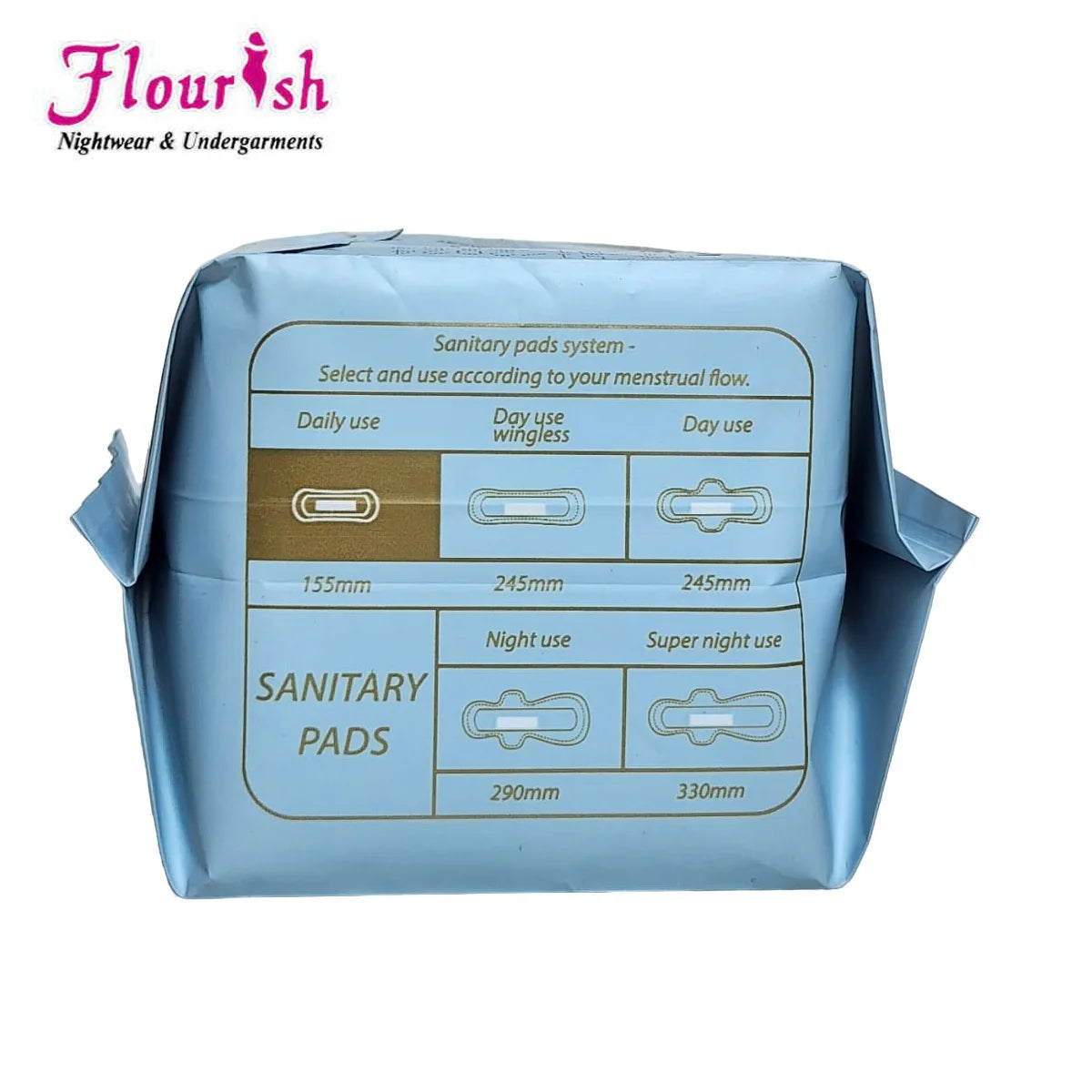 FLOURISH 155mm WINGLESS DAILY USE SANITARY PADS FOR GIRLS & WOMEN 20 PCS