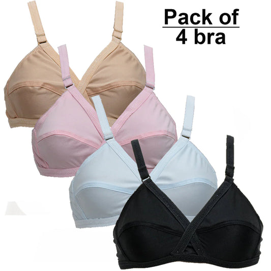 Pack Of 4 Classy Brief Comfortable Cotton Non Padded Bra