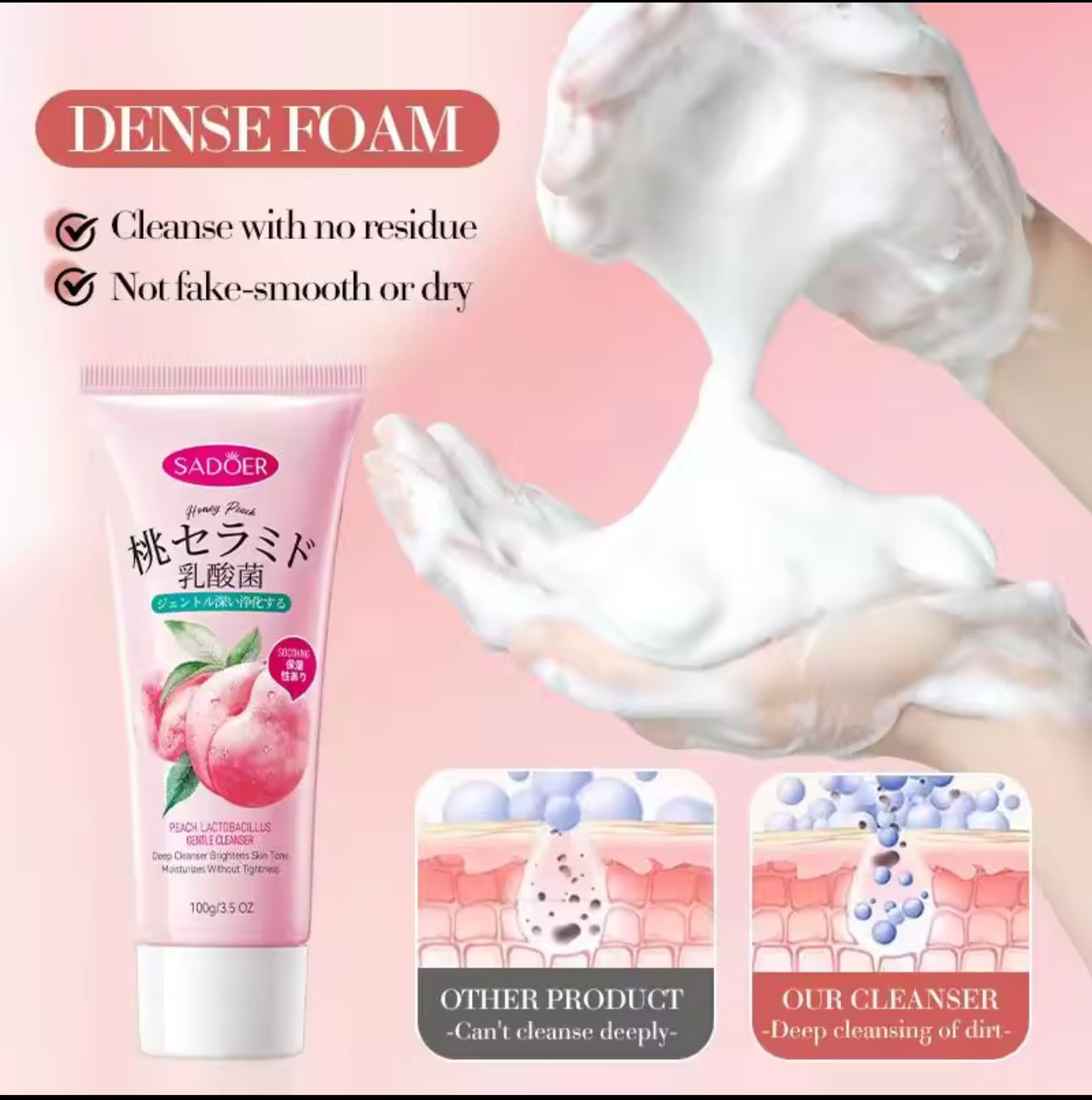 Sadoer Honey Peach  Lactobacillus Hydrate Face Cleanser