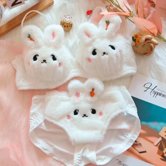 New High Quality Sexy Cute Anime Soft Plush Design bra underwear Japanese cartoon rabbit underwear Bra & Panty Set 581