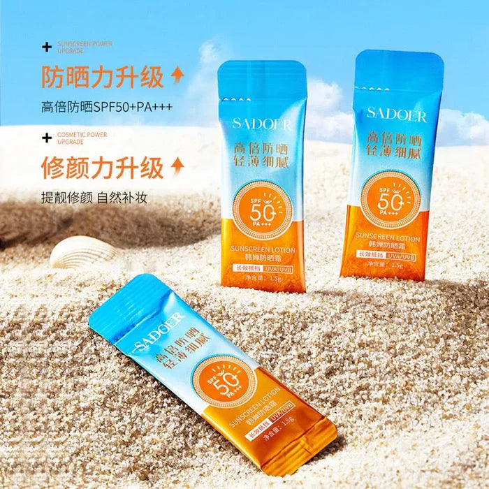 Sadoer Sunscreen Pack Of 5 Strips Portable Facial Efficient UV Protection Isolation For Girls And Women 1.5g*5 SD32476