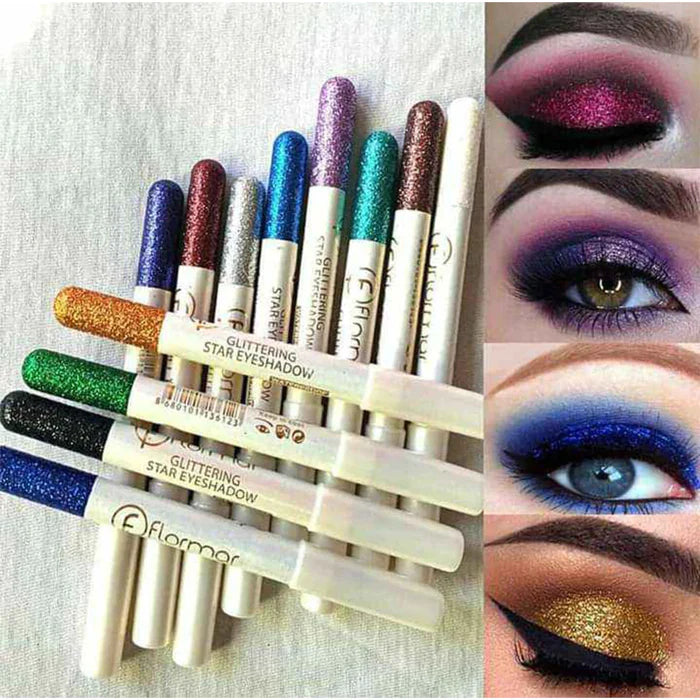 Flormar Pack Of 12 Multicolor Glitter Eye-Shadow Pencil