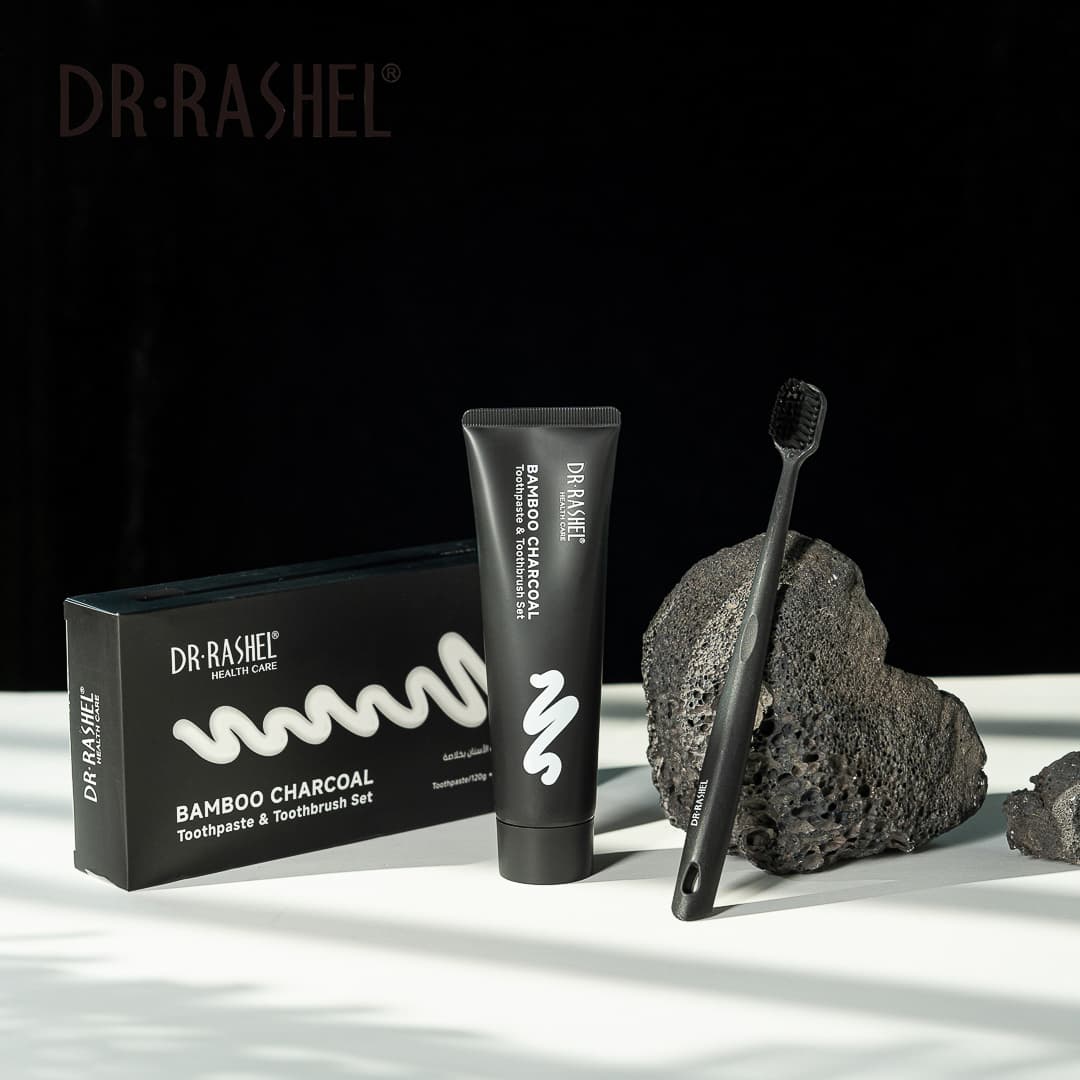 DR RASHEL  BAMBOO CHARCOAL  TOOTHPASTE AND TOOTHBRUSH SET