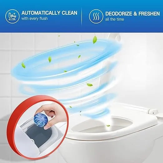 10 Pcs Bleach Toilet Bowl Cleaning Tablets- Automatic Toilet Bowl Clean Tablets Automatic Flush Clean Bathroom Toilet Deodorant Compressed Cleaning Cleaning Tools Auto Toilet Cleaner & Stain Remover (Blue Bubble Block) Washroom tablet , kitchen tablet