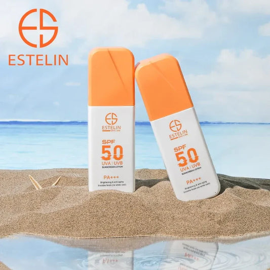 Estelin Brightening & Anti - Aging Invisible Finish (No White Cast) Sunscreen Lotion SPF50 UVA / UVB PA +++- 75G -ES0175