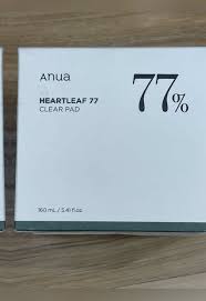 Anua Heartleaf 77% Clear Pad, a skincare product designed to exfoliate and hydrate the skin.